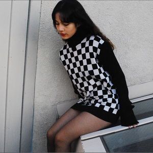 INSANE BNWT Vintage Versace Checkered Turtleneck
